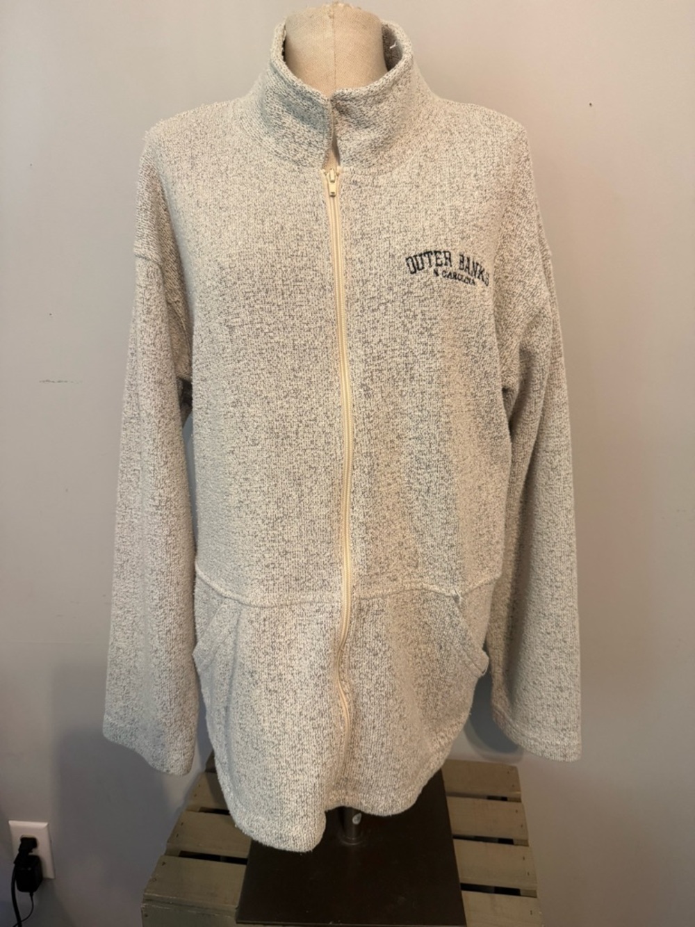 Exist Light Gray Zip-Up Fleece Jacket